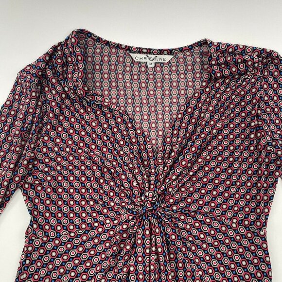 Christine V Women's V-Neck Wrap Dress Mini Printed Geometric Pattern sz M - Picture 5 of 6